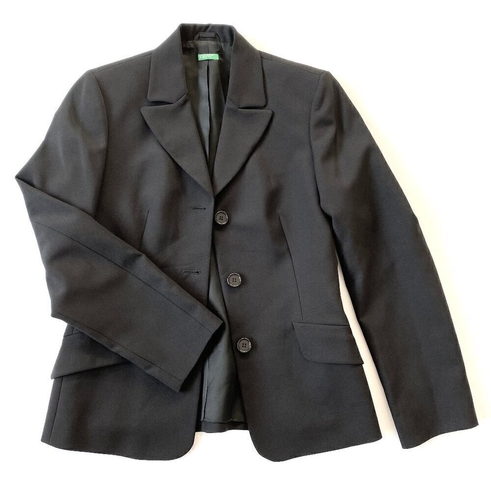 United Colors of Benetton Black Tailored Blazer Made in Italy Size 38/2